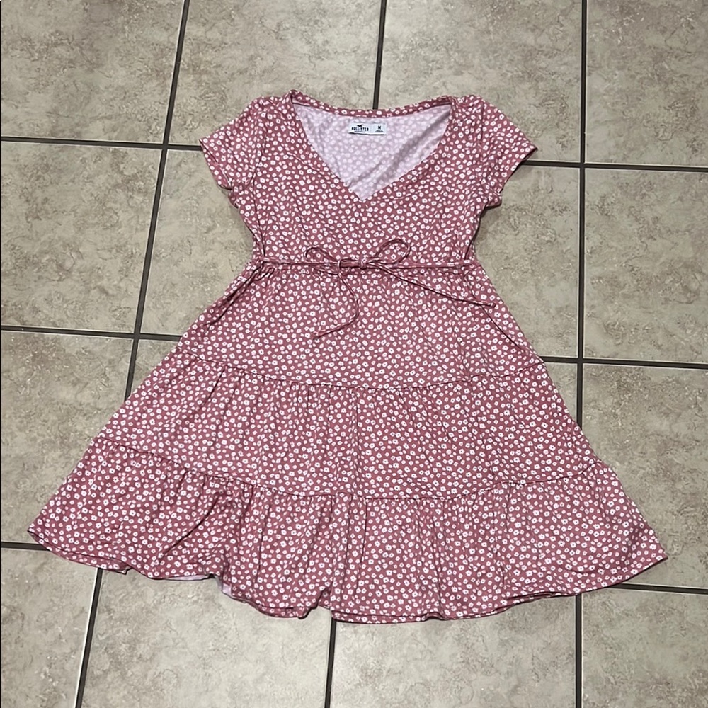 Pink Floral Dress with Belt